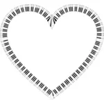 Pianon näppäimet sydän