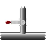 Clip-art vector da tubulação com válvula vermelha