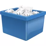 Blå plast boks fylt med papir vektortegning