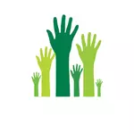 Zielony ludzkich rąk