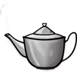 热气腾腾的金属茶壶的矢量图像