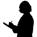 एक लेखापरीक्षा कर रही एक महिला के सिल्हूट वेक्टर ग्राफिक्स