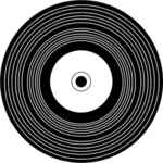 Vector de dibujo de disco de vinilo en blanco y negro