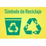 Obraz zielony i żółty znak recyklingu