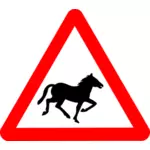 סוס על שלט אזהרה וקטור