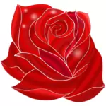 Illustrazione di fioritura ricca rosa rossa