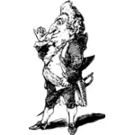 Wektor rysunek tłuszcz szykowny człowieka w garniturze z wielkim nosem