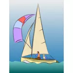 Desenho vetorial de barco à vela cor