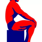 赤と青のボディービルダー男に座ってのベクトル イラスト