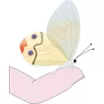 Fluture pe un vârf degetului de desen vector