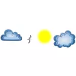 シーガル太陽と雲のベクトル画像