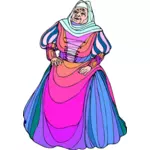 Vieille femme à la robe colorée
