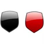 Черные и красные щиты Векторный рисунок