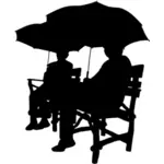 ישיבה תחת מטריות