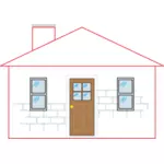 Kırmızı anahat vektör çizim ile küçük ev