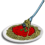 Vektorový obrázek špagety na talíři s vidličkou