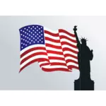 Statua wolności z flagą USA
