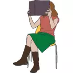 مقطع ناقل الفن للمرأة قراءة كتاب على كرسي