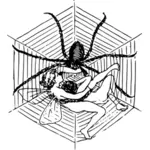 女性とクモの図