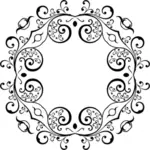 Векторное изображение процветать черного и белого круглая рамка
