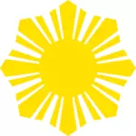 フィリピン フラグ黄色い太陽記号シルエット ベクトル画像