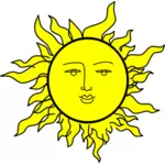 चेहरे के साथ सूर्य