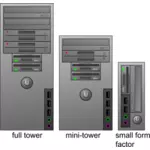 三种类型的计算机机箱中颜色矢量剪贴画