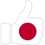 Японский флаг с одобрения рука