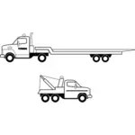 Camiones de remolque vector línea arte