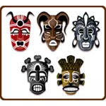 Imagem vetorial de conjunto de máscaras africanas