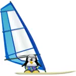 ペンギンのサーファーのベクトル図