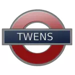 लंदन भूमिगत स्टेशन पर हस्ताक्षर Twens के लिए रेखांकनः सदिश।