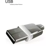 Grayscale USB Collegare immagine vettoriale