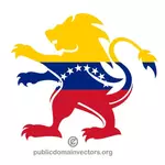 Flaga Wenezueli wewnątrz kształt lew