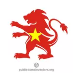 Heraldyczny lew z flaga Wietnamu