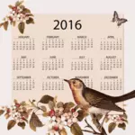 Календарь 2016 с марочных птицы и цветы