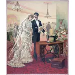 Vintage nevěsta a ženich ilustrace