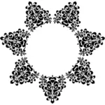 Солнце в форме подробно цветочный дизайн в черно-белых векторной графики