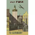 Zbura afiş TWA German călătorie vintage de desen vector