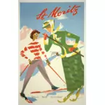 ناقلات مقطع الفن من سانت موريتز ملصق السفر خمر