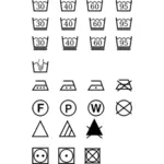 Ilustraţie vectorială set de simboluri pentru textile de îngrijire