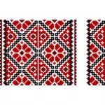 Broderie ukrainienne dans clipart vectoriel noir et rouge