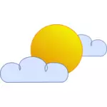 Mavi ve sarı sembol parçalı bulutlu gökyüzü vektör küçük resim