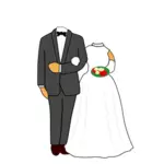 Illustration av huvudlösa bröllop par