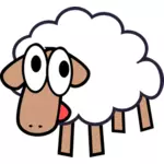 Ilustração em vetor de ovelhas bobo branco cartoon