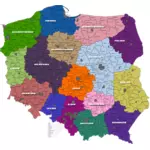 Distrikter i Polen kart vektorgrafikk utklipp