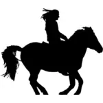 Nainen ratsastamassa hevosvektorilla siluetti