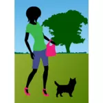 Kobieta spaceru pies