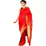Kırmızı sari kadın