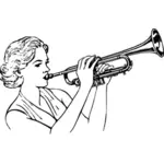 Frau spielt Trompete